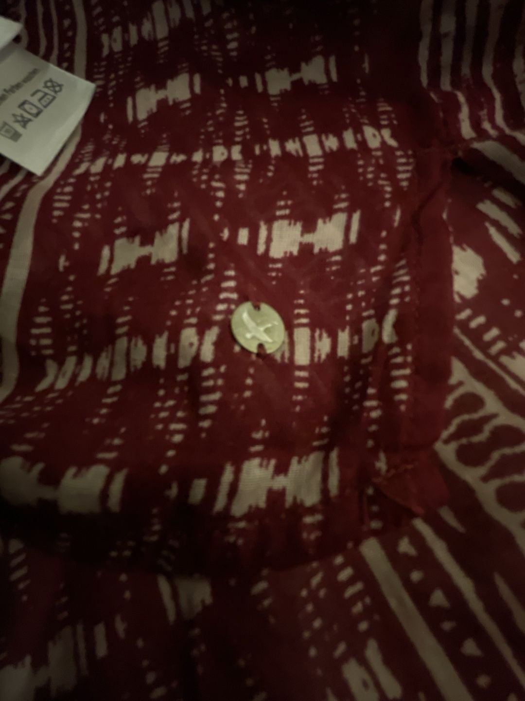 Eddie Bauer Women's S Printed Voile Front Tie Sleeveless Blouse Claret 7