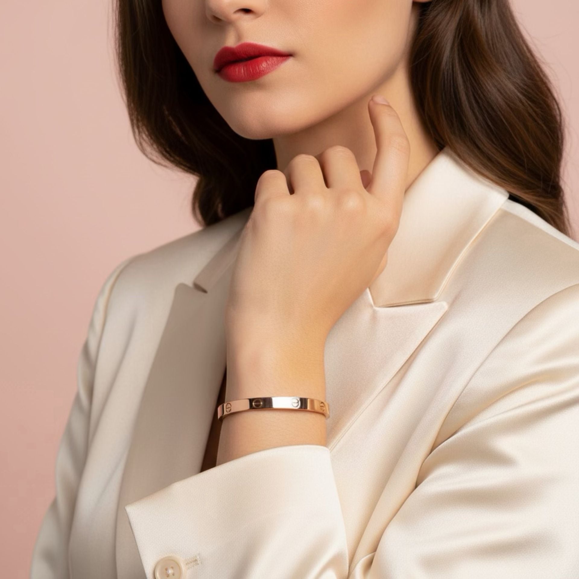 Rosegold clip on fashion screw motif bangle 2