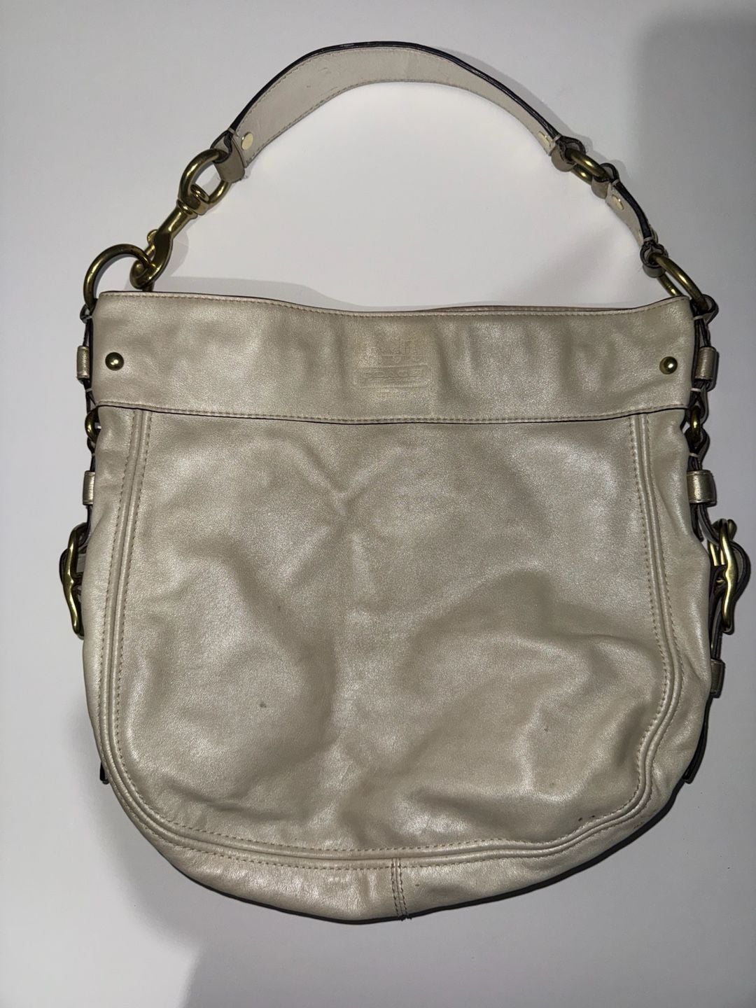 Coach Metallic Gold Leather Hobo Shoulder Bag 4