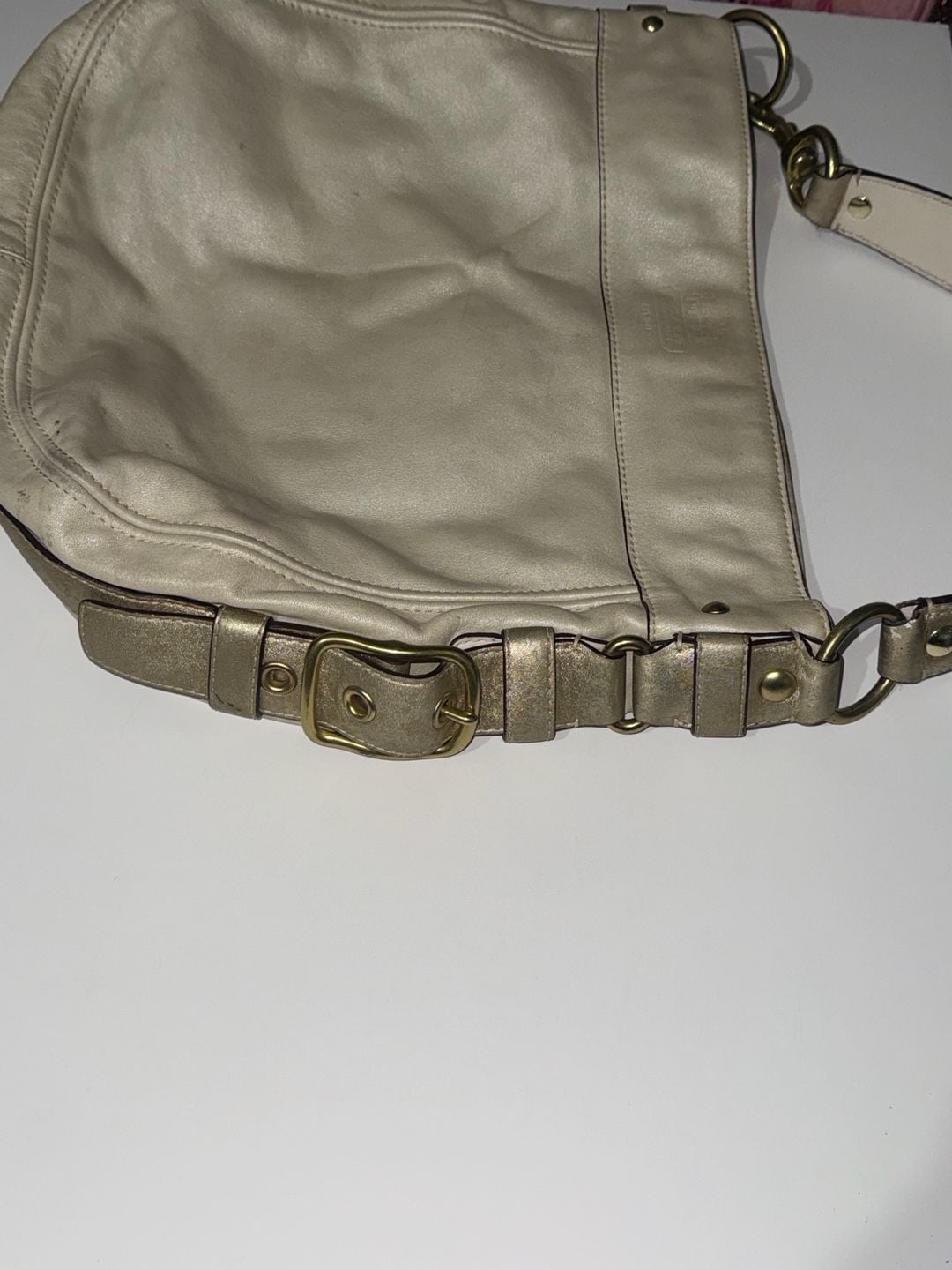 Coach Metallic Gold Leather Hobo Shoulder Bag 5