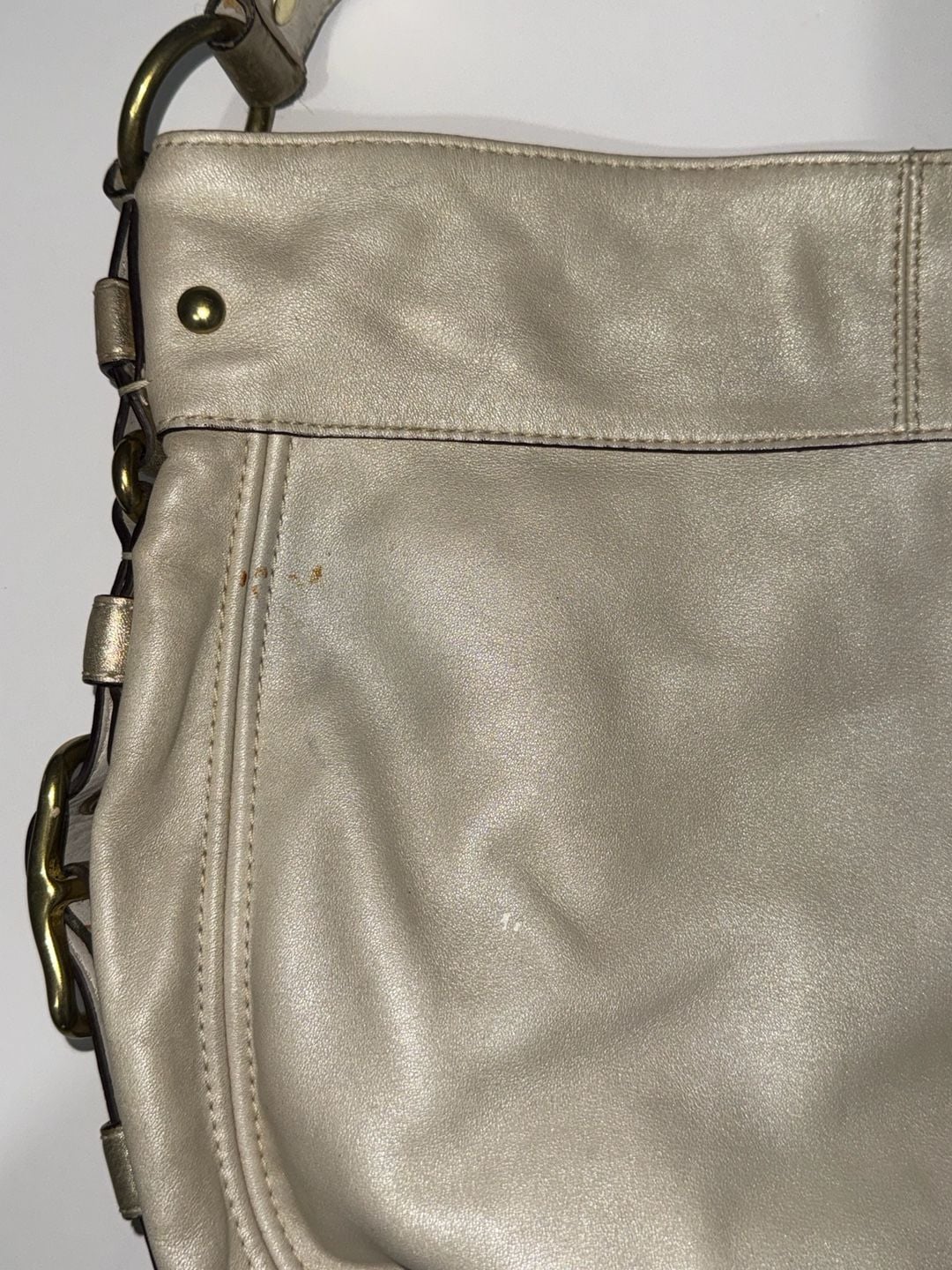 Coach Metallic Gold Leather Hobo Shoulder Bag 11