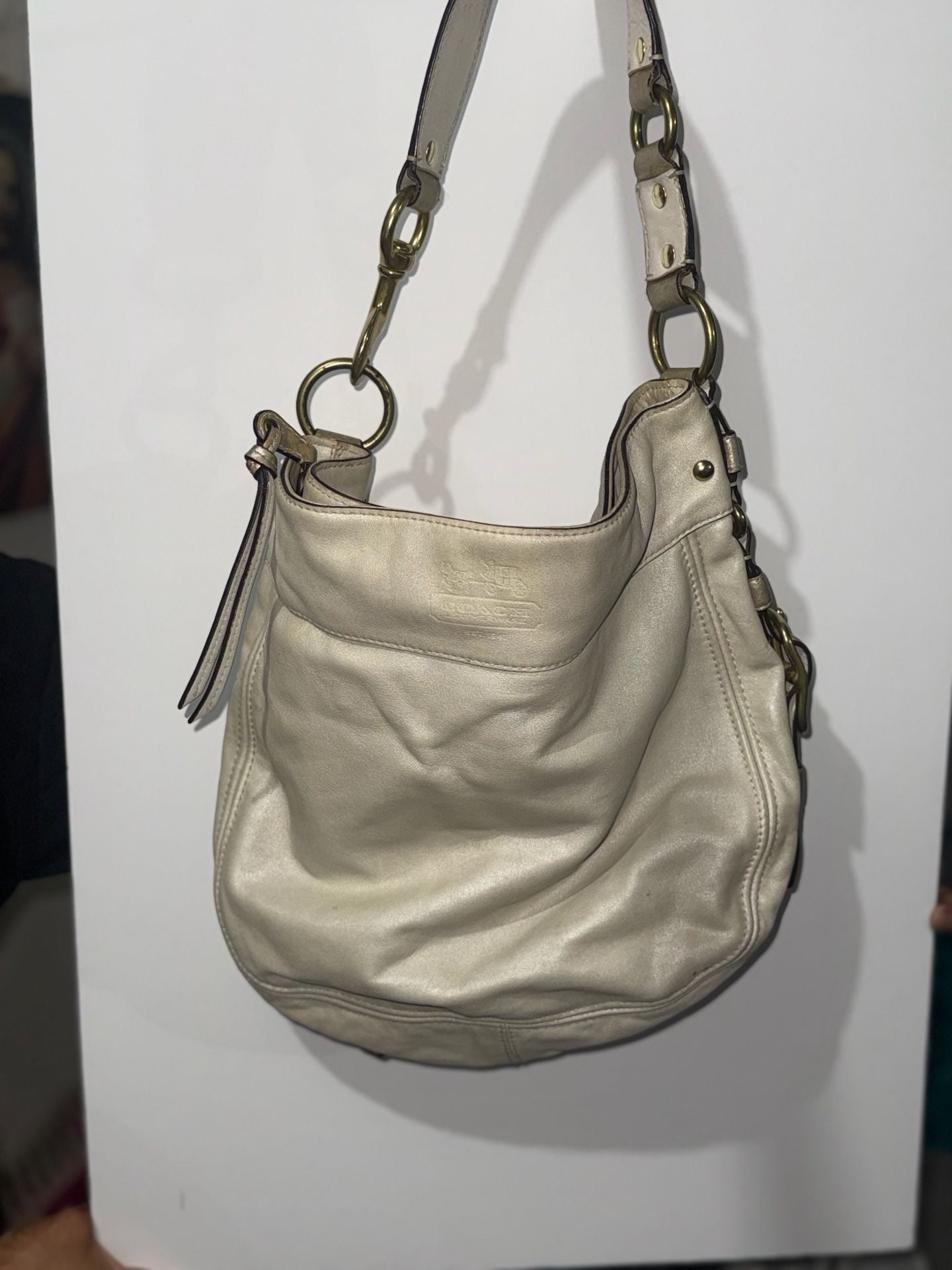 Coach Metallic Gold Leather Hobo Shoulder Bag 16