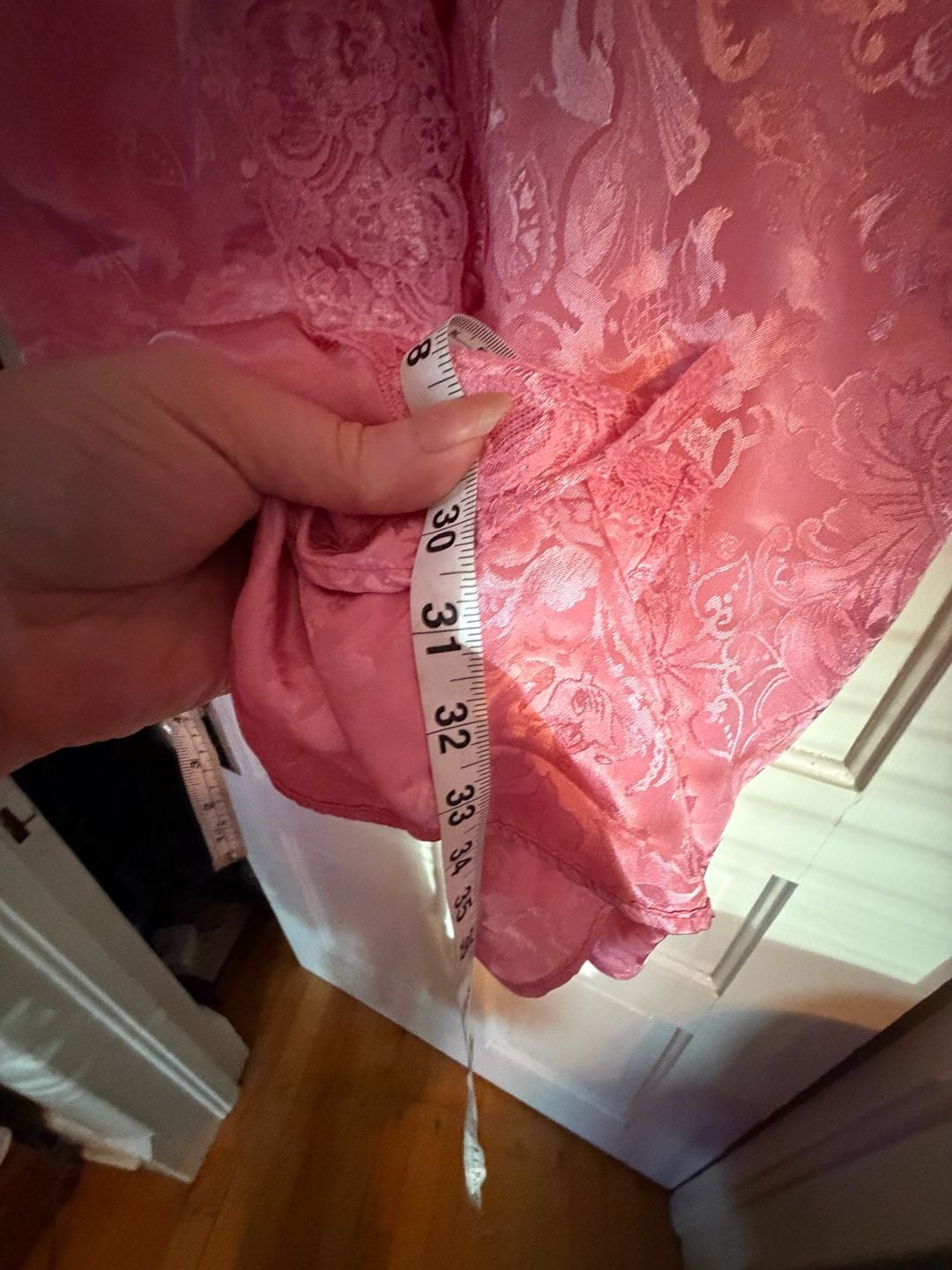 Adonna Pink Floral Satin Button-Down Sleep Shirt Size Medium 4