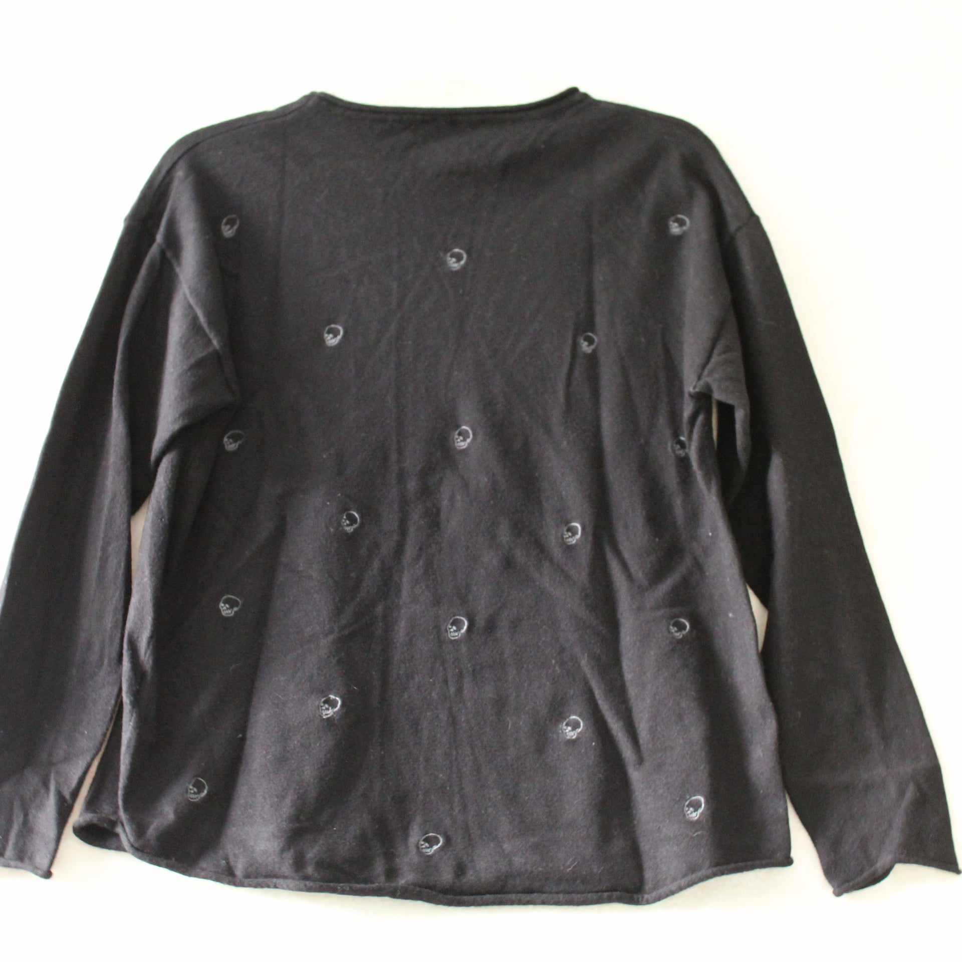 Rachel Zoe Black Skull Embroidered Long Sleeve Sweater Size L 5