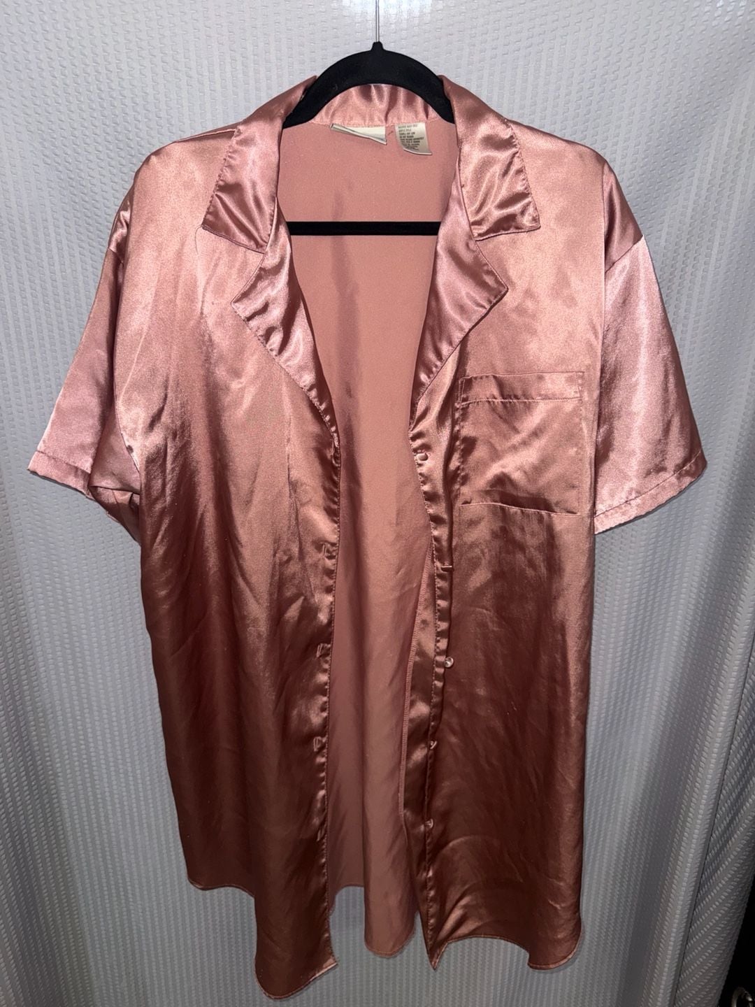 Vintage Sweet Nothings Satin Pajama Shirt Size L 1