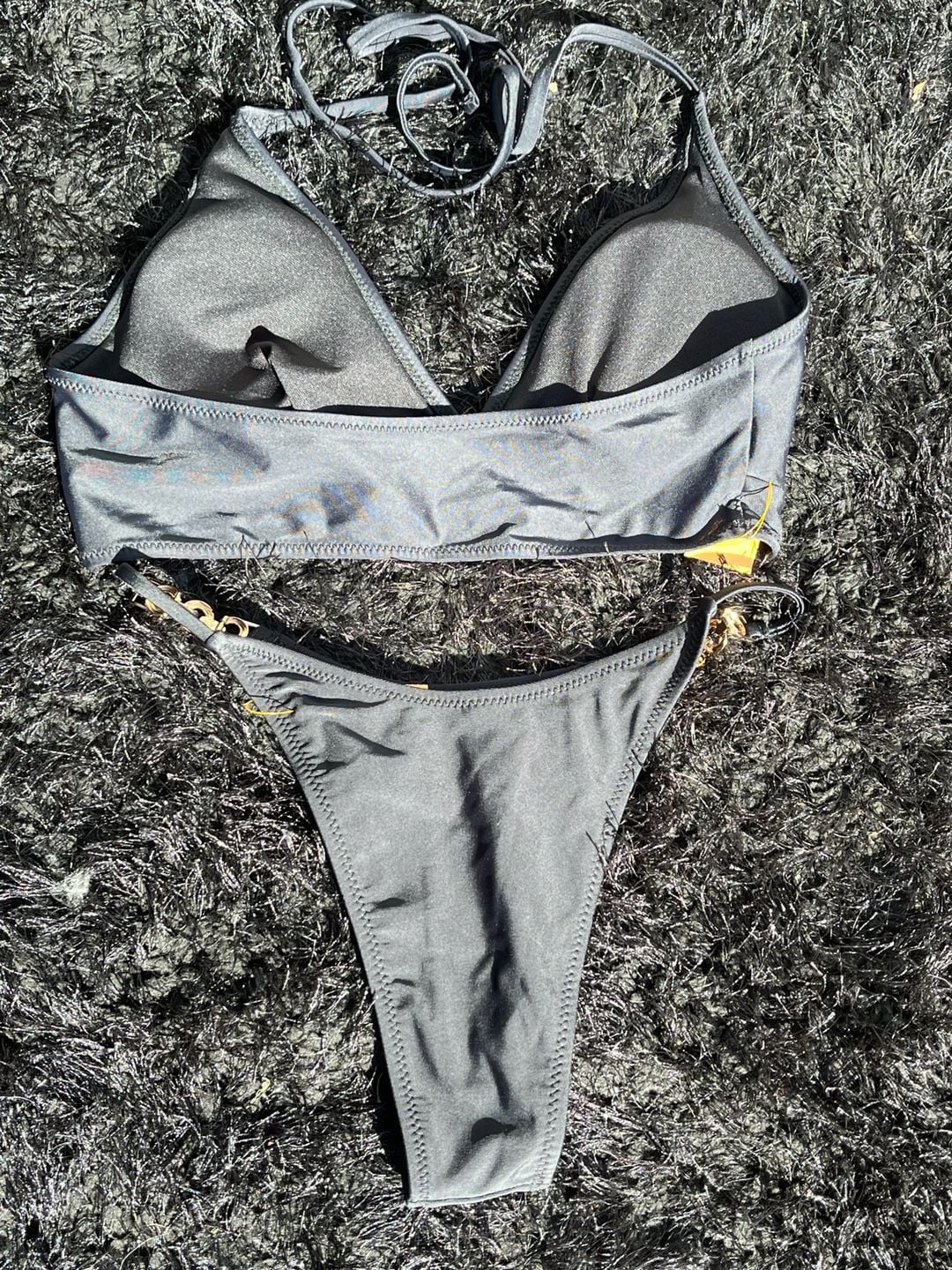 Women's Size S Black Chain Detail Bikini Set 3