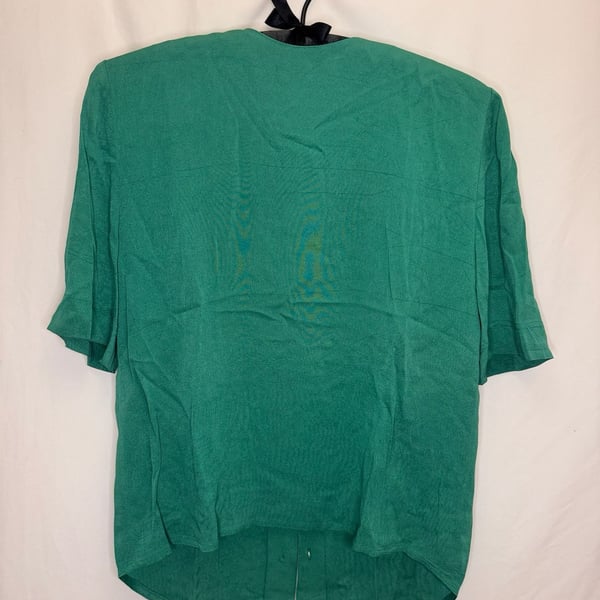 Vintage Nicole Miller Sport Green Button-Down Blouse Size 4. 90’s. Office.