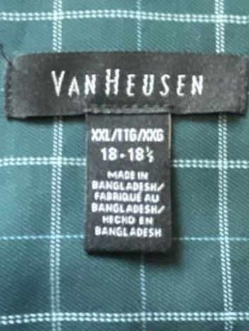 Van Heusen Premium No Iron Dress Shirt Green Plaid XXL 18-18.5 4