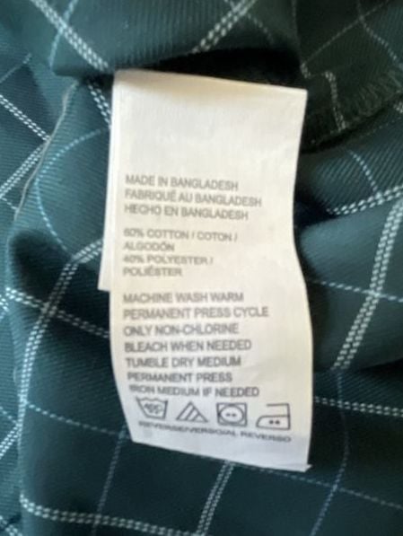 Van Heusen Premium No Iron Dress Shirt Green Plaid XXL 18-18.5 6