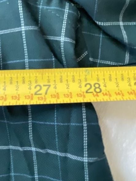 Van Heusen Premium No Iron Dress Shirt Green Plaid XXL 18-18.5 10