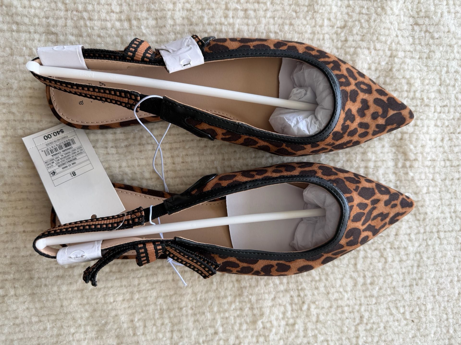 A New Day Leopard Print Pointed Toe Slingback Flats Size 8.5 2