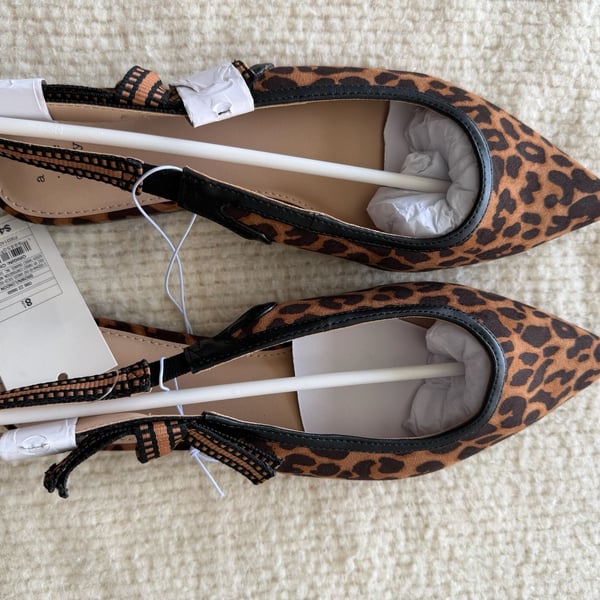 A New Day Leopard Print Pointed Toe Slingback Flats Size 8.5