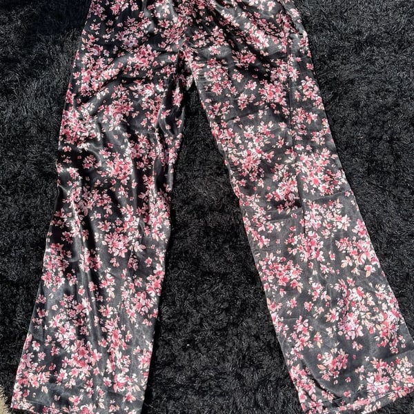 Floral Satin Pajama Pants Size M