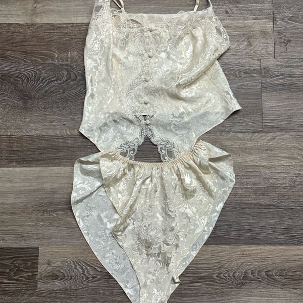 Vintage Victoria's Secret Satin Lace Camisole and Panty Set Size S