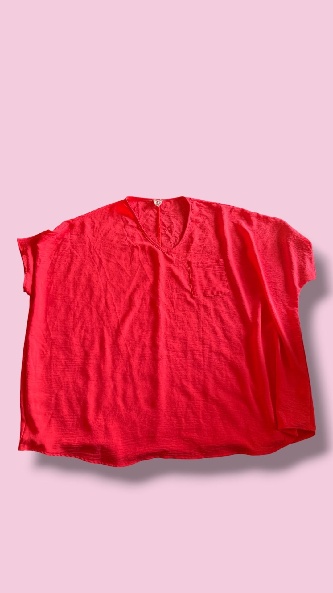 Jenna Nation Neon Pink V-Neck Pocket Tee Size 1X 2