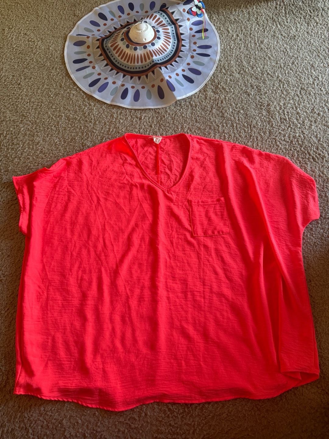 Jenna Nation Neon Pink V-Neck Pocket Tee Size 1X 4