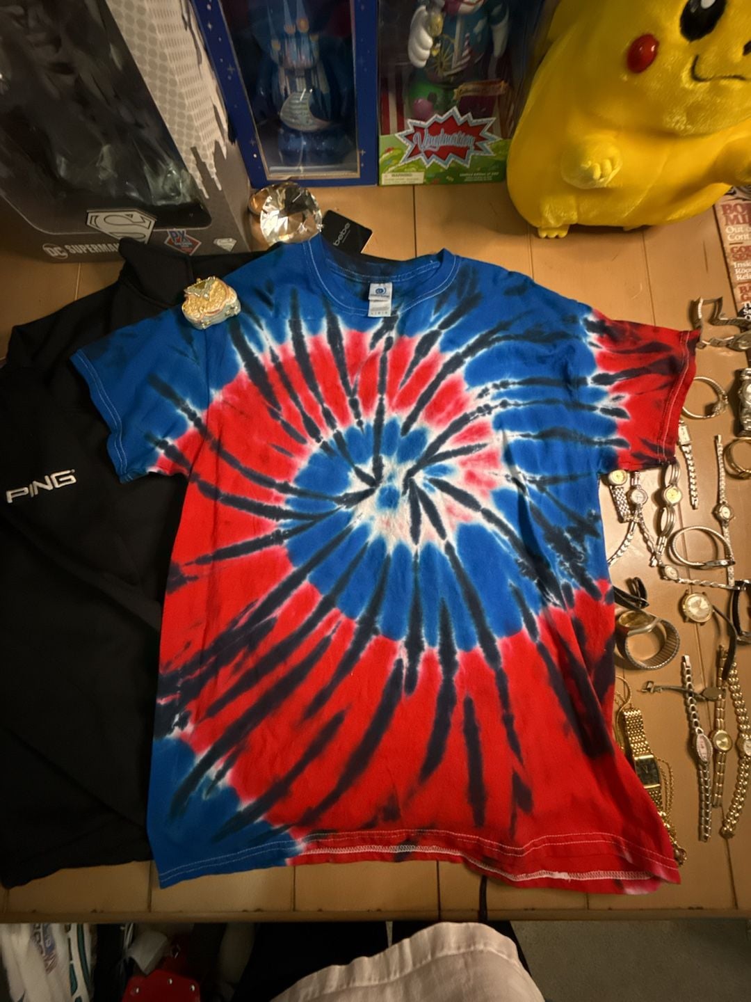 Colortone Red White and Blue Tie Dye T-Shirt Size Large 2
