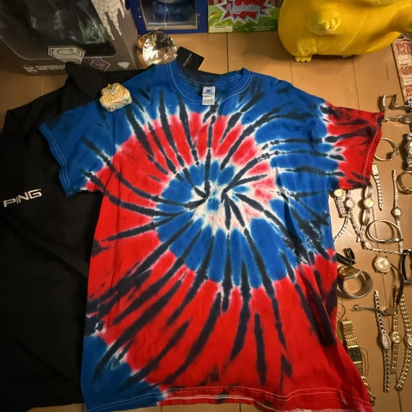Colortone Red White and Blue Tie Dye T-Shirt Size Large