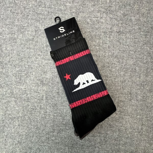 Strideline California Bear Black Crew Socks
