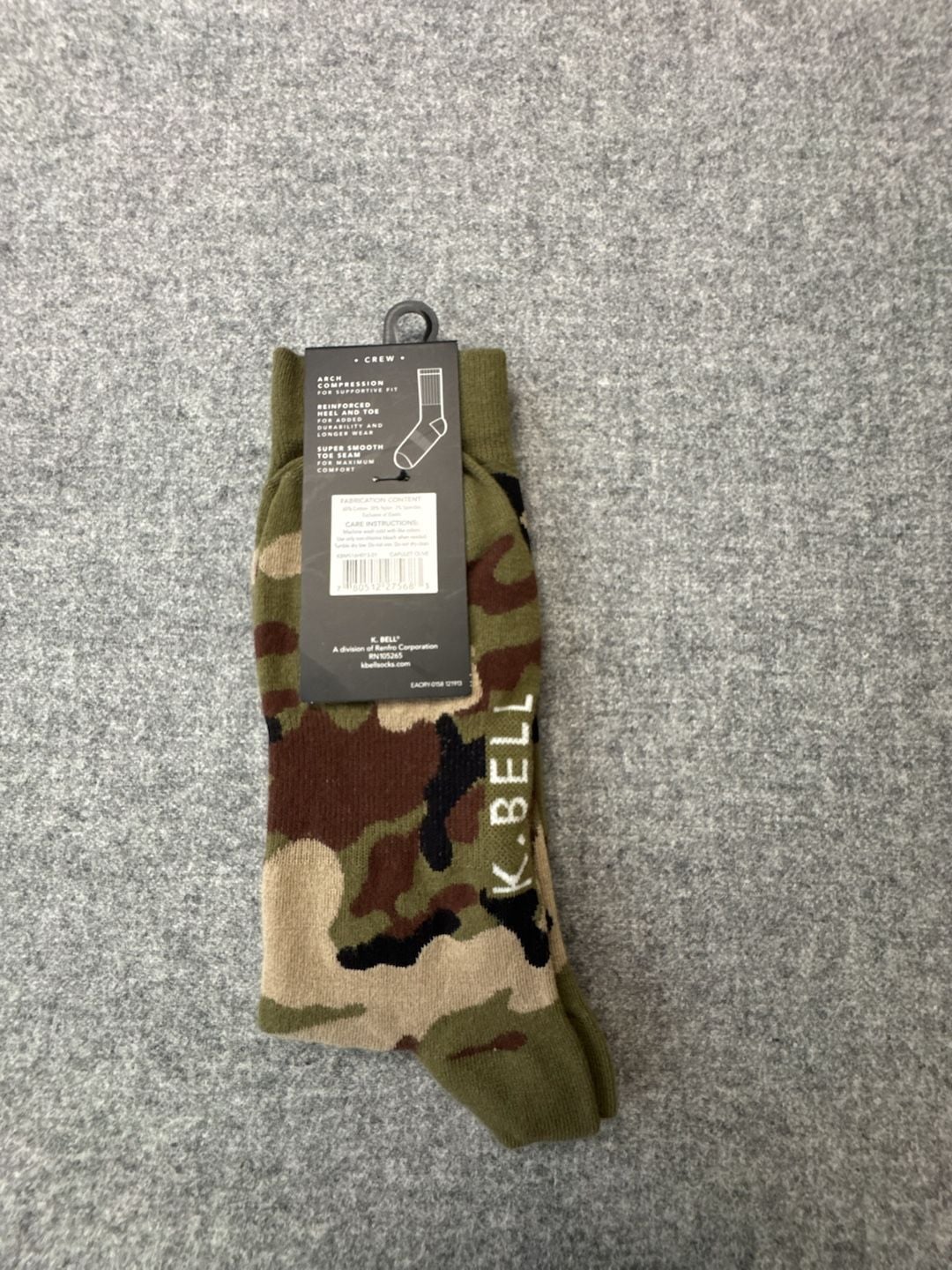 K. Bell Men's Shut The Duck Up Camo Crew Socks Size 10-13 2