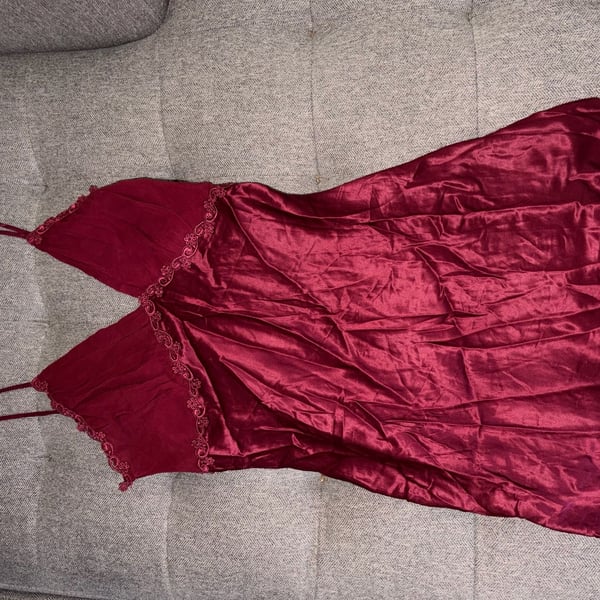 Vintage Victoria's Secret Silk Lace Trim Chemise Slip Dress Size S