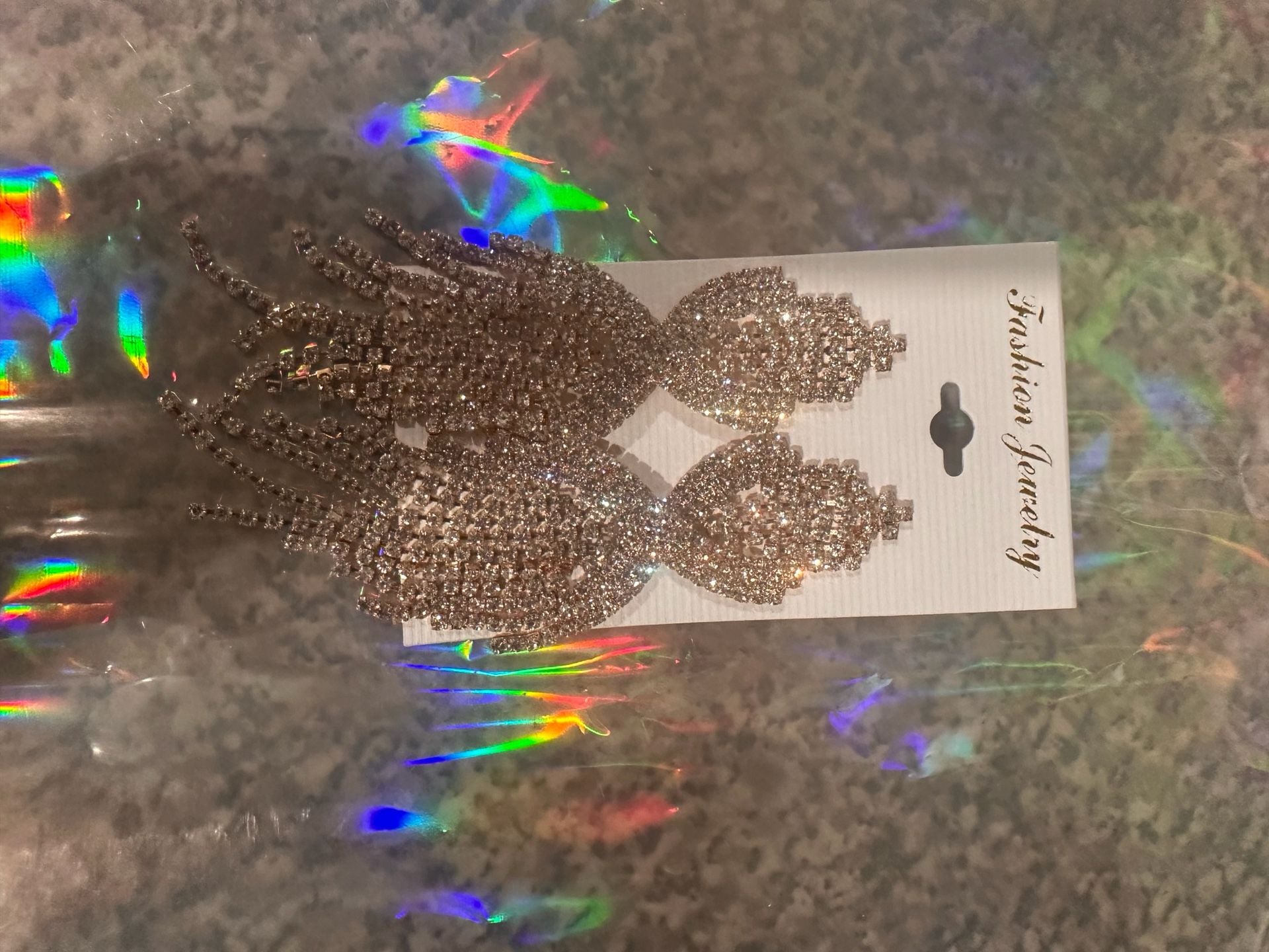 Fashion Jewelry Rhinestone Tassel Statement Dangle Earrings 3