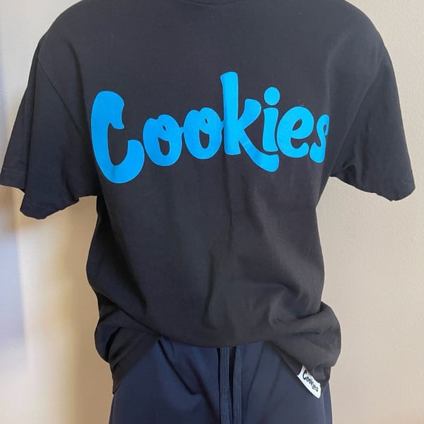 Cookies SF Logo Graphic T-Shirt Black Blue Size M