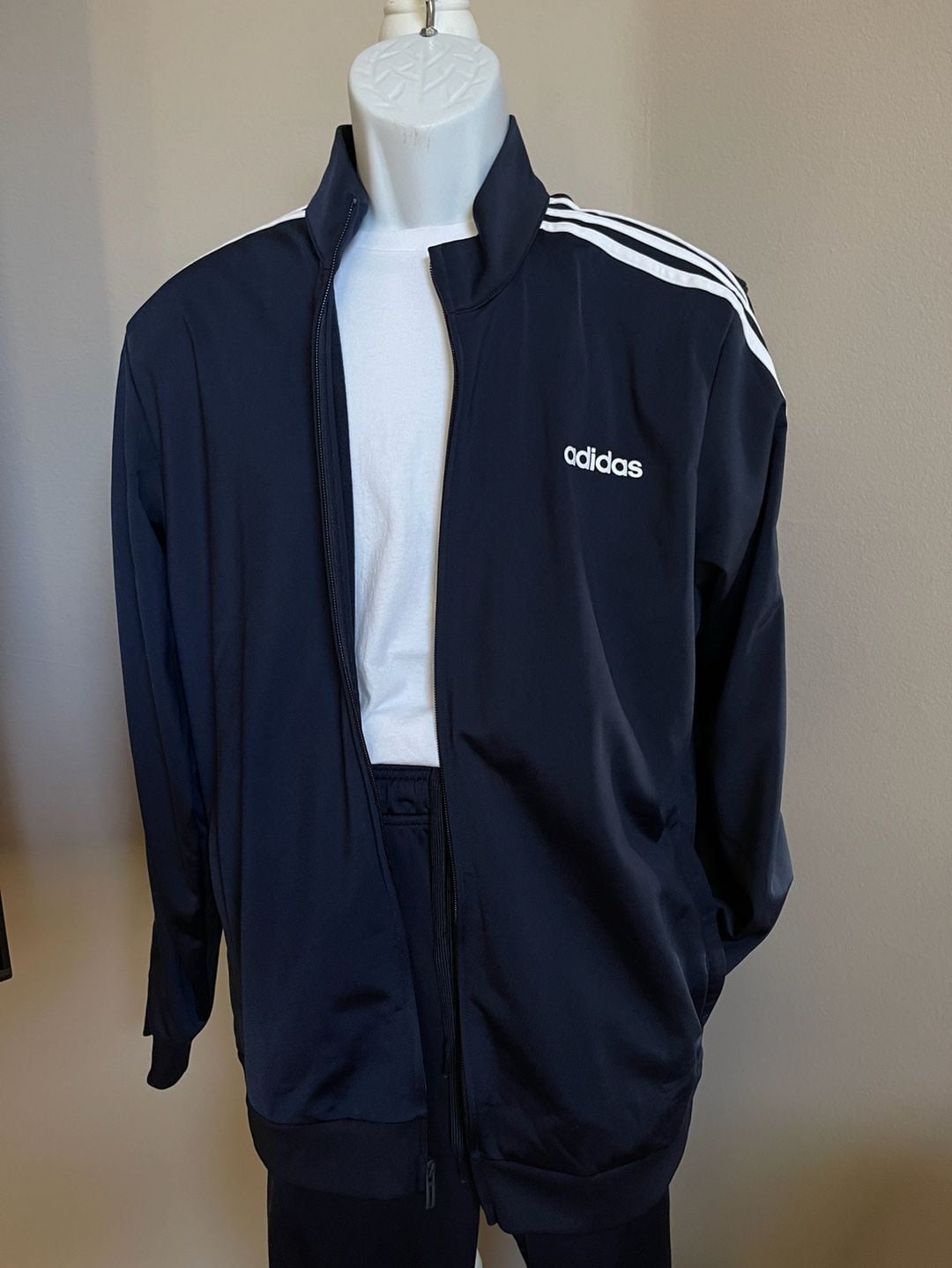 Adidas Men's Size Large Navy Blue 3-Stripe Tracksuit Set 5