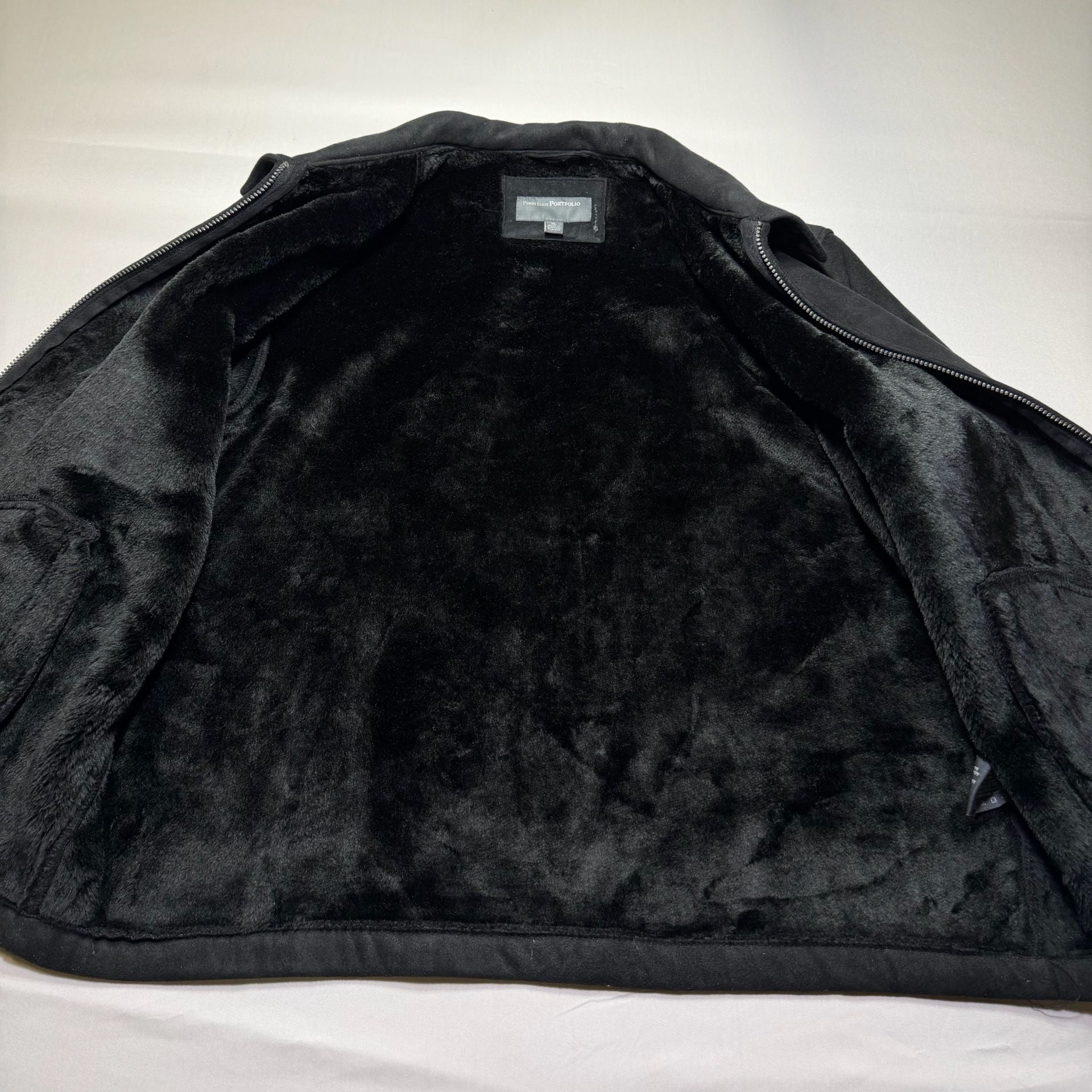 Perry Ellis Portfolio Faux Suede Sherpa Lined Jacket Black XL 7