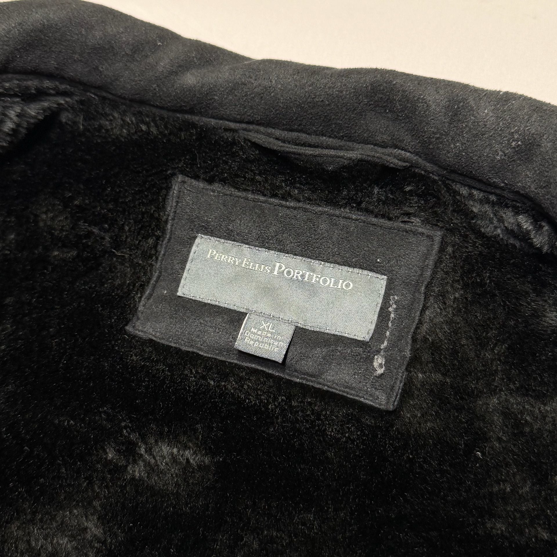 Perry Ellis Portfolio Faux Suede Sherpa Lined Jacket Black XL 8