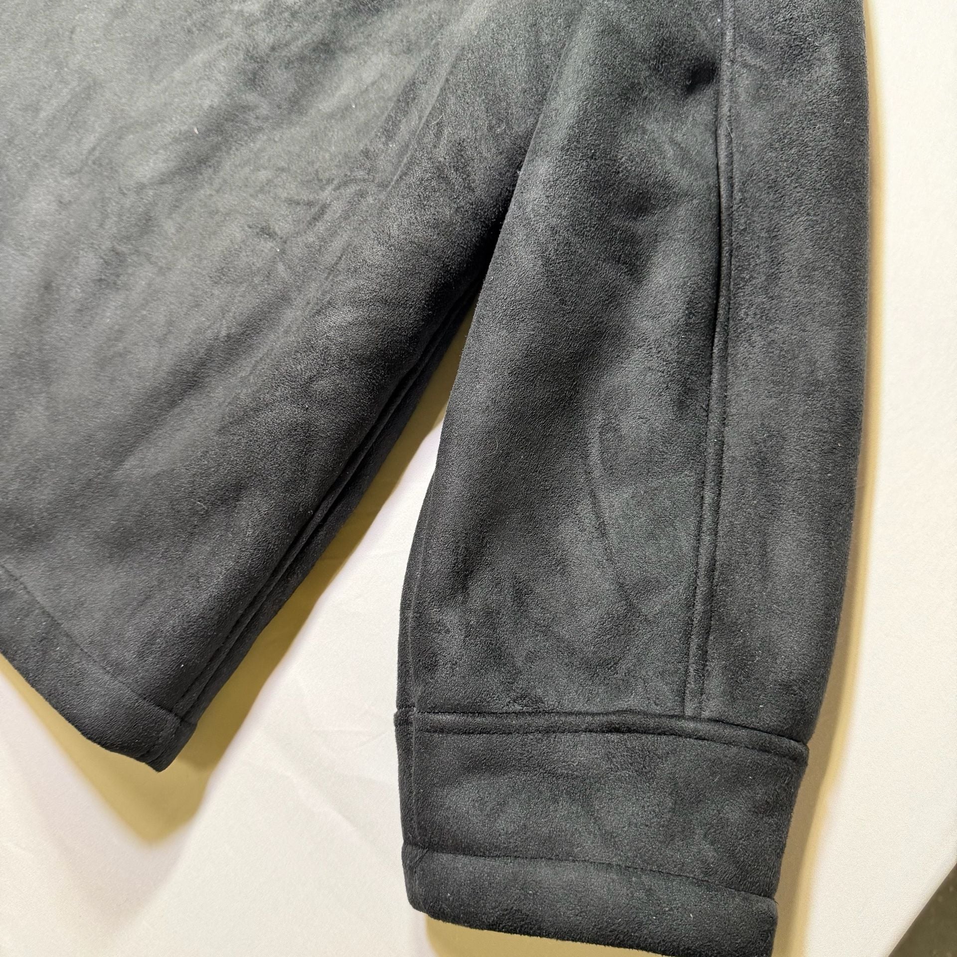 Perry Ellis Portfolio Faux Suede Sherpa Lined Jacket Black XL 9