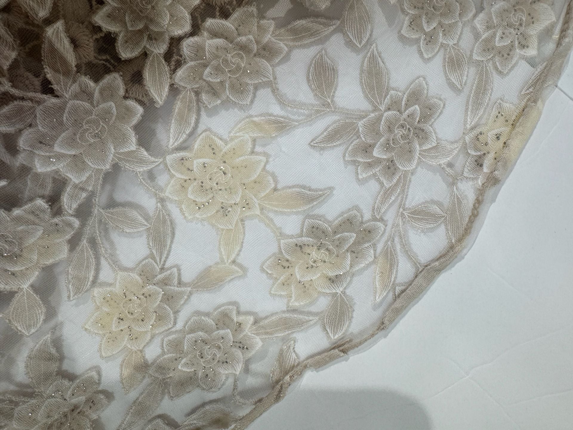 Belle France Floral Lace Sleeveless Tank Top Beige XL 10