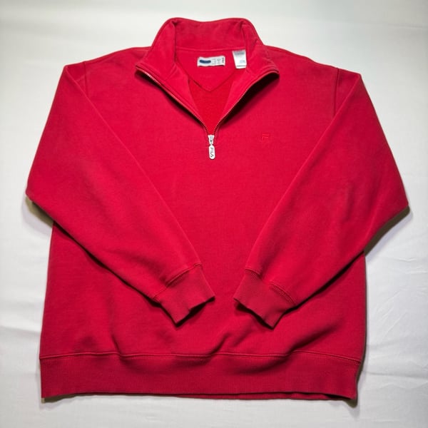 2000’s Fila Men's Red Quarter Zip Pullover Sweatshirt Size Large