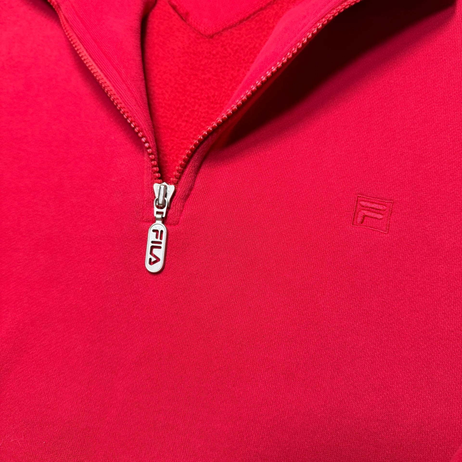 2000’s Fila Men's Red Quarter Zip Pullover Sweatshirt Size Large 3