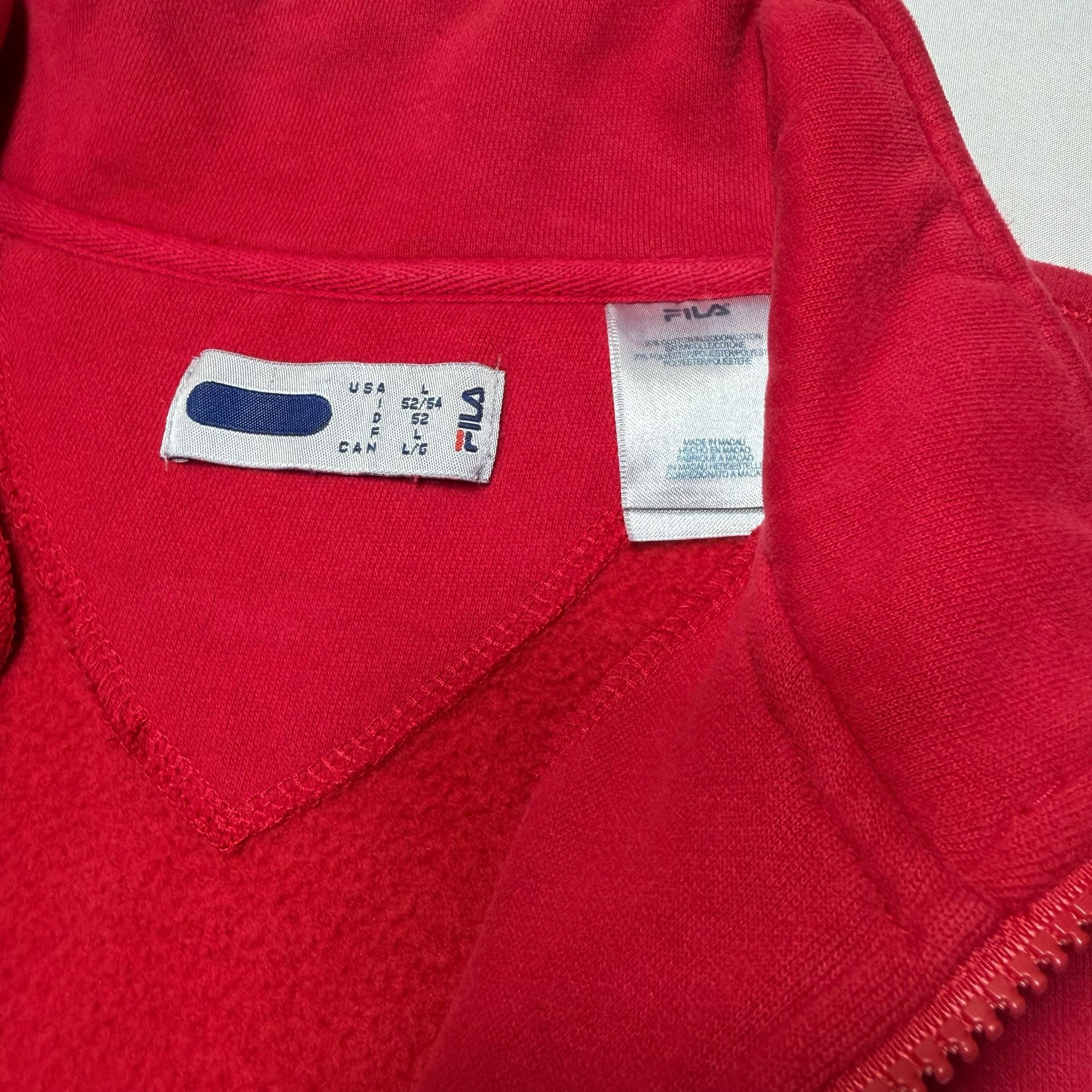 2000’s Fila Men's Red Quarter Zip Pullover Sweatshirt Size Large 5