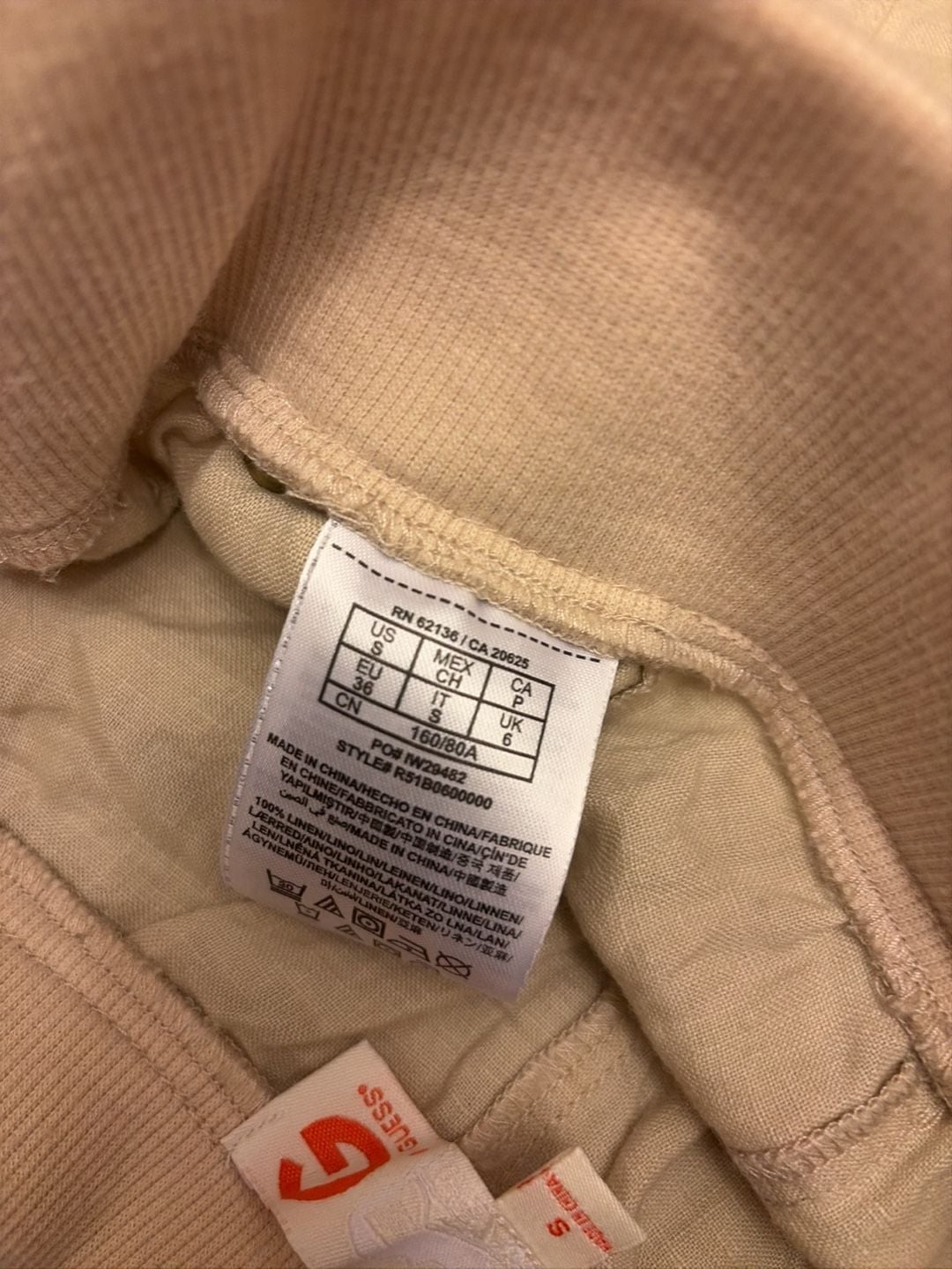 Guess Women's Size S Beige Linen Drawstring Utility Shorts 4