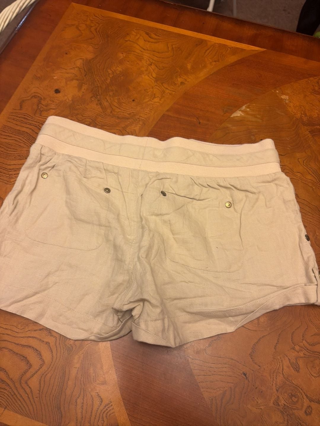 Guess Women's Size S Beige Linen Drawstring Utility Shorts 5