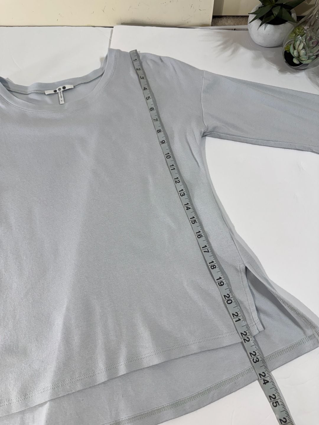 Three Dots AJS3194S Cotton Modal Side Slit Long Sleeve Top Size Small 4