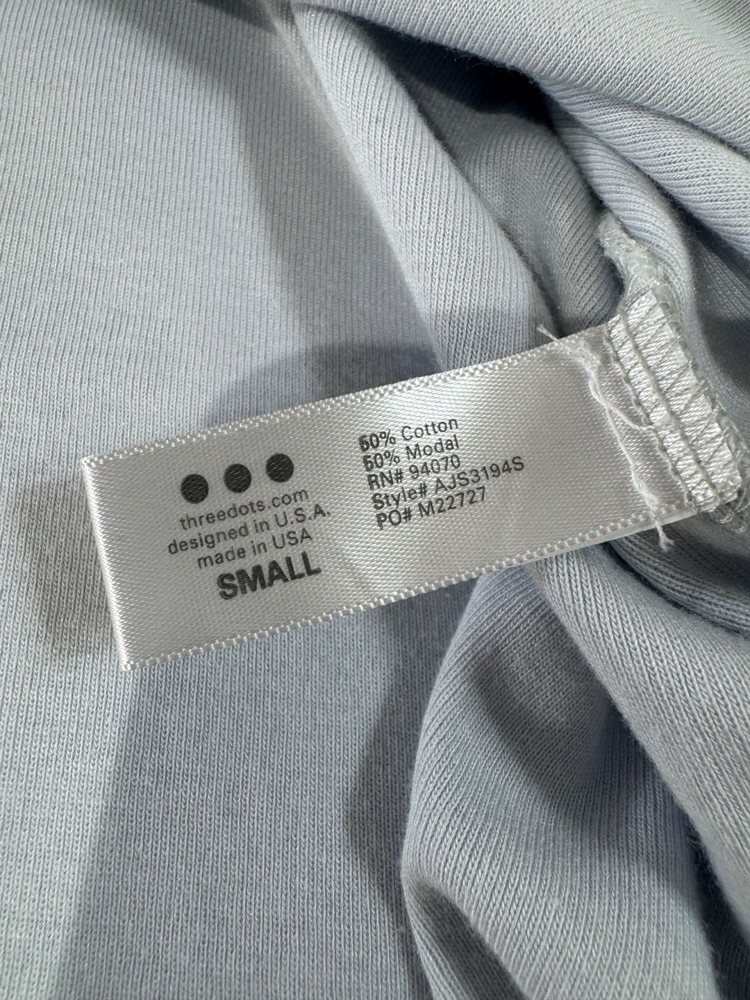 Three Dots AJS3194S Cotton Modal Side Slit Long Sleeve Top Size Small 8