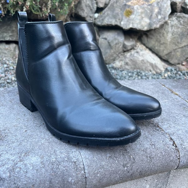 Black Faux Leather Chelsea Ankle Boots