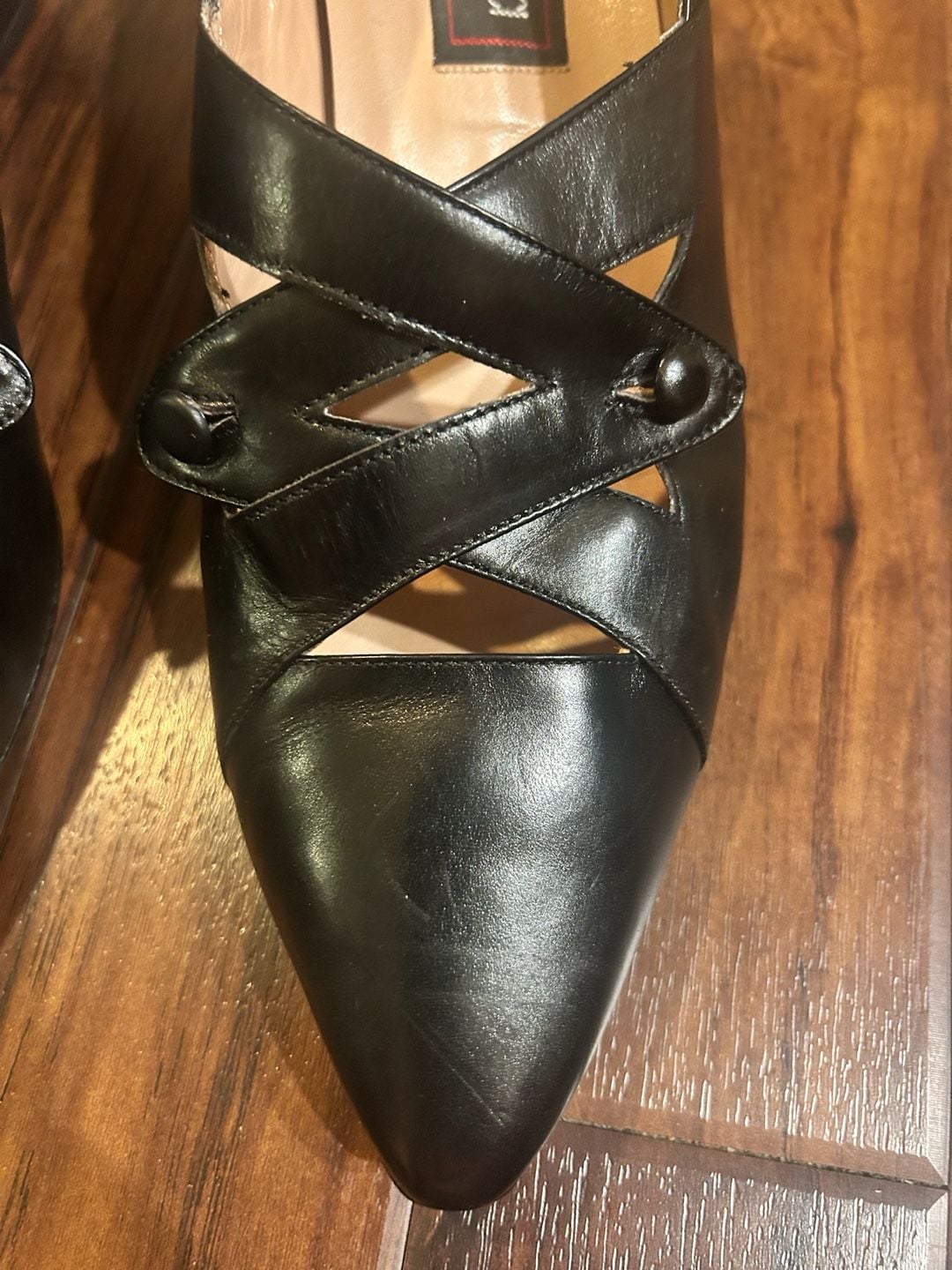 Vittorio Ricci Vintage Black Leather Pointed Toe Cutout Heels Size 9.5B 3