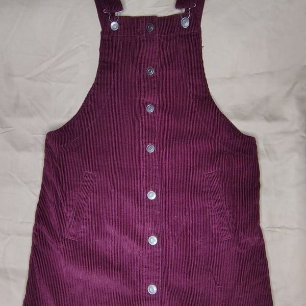Celebrity Pink Corduroy, dark academia, preppy, retro/vintage inspired, cottagecore Overall Dress XS