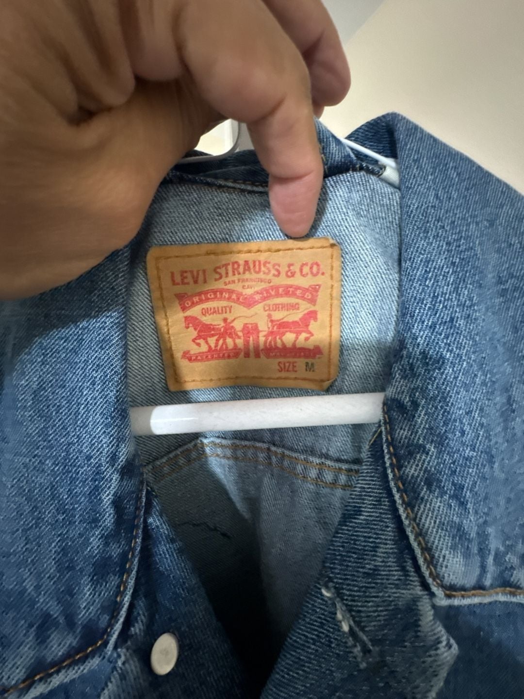 Levi's Trucker Denim Jacket Size M Custom Patched Eye Design 6