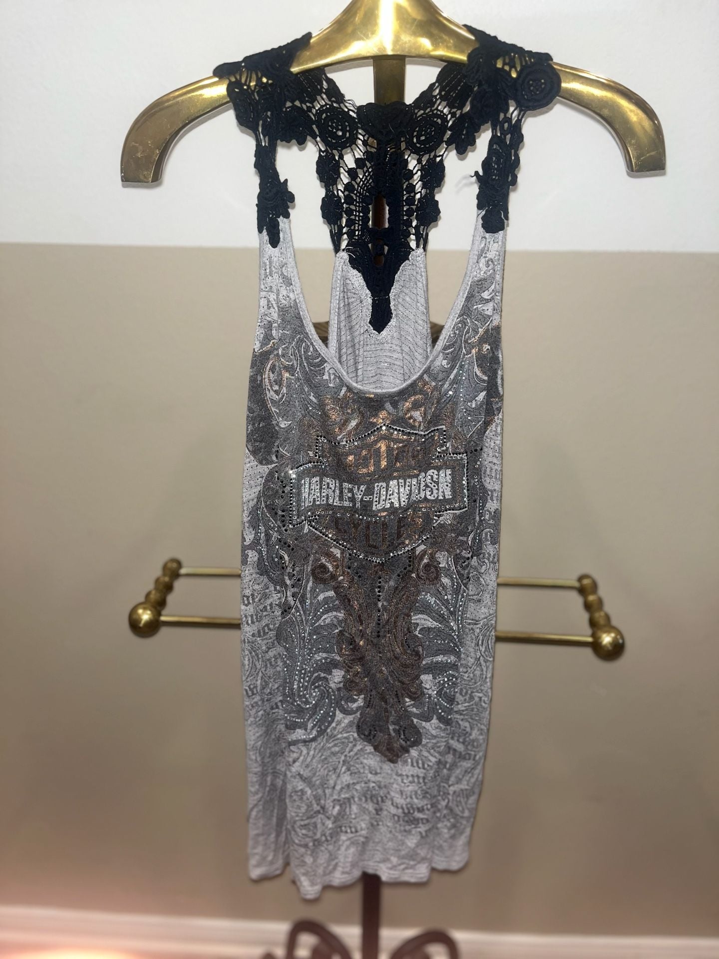 Harley-Davidson Women's Rhinestone Graphic Racerback Tank Top 2