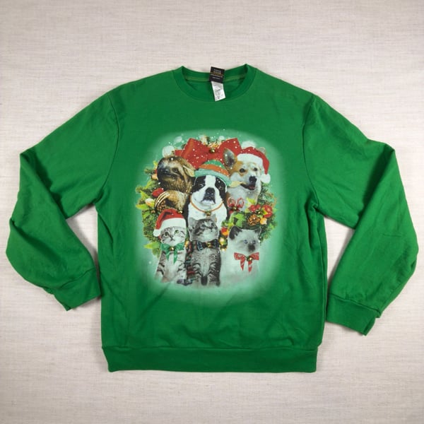 Fifth Sun Christmas Animal Wreath Sweatshirt Size L