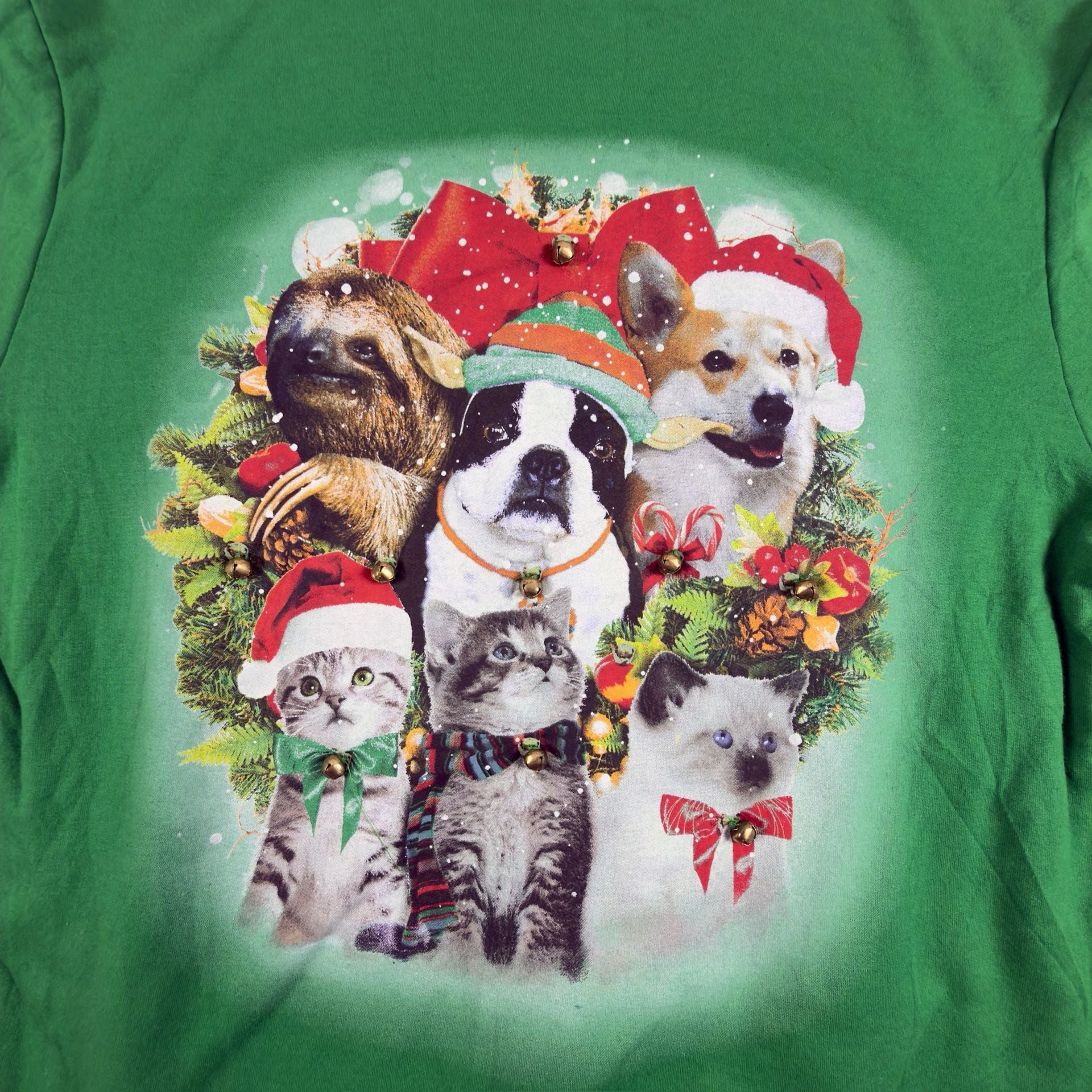 Fifth Sun Christmas Animal Wreath Sweatshirt Size L 4