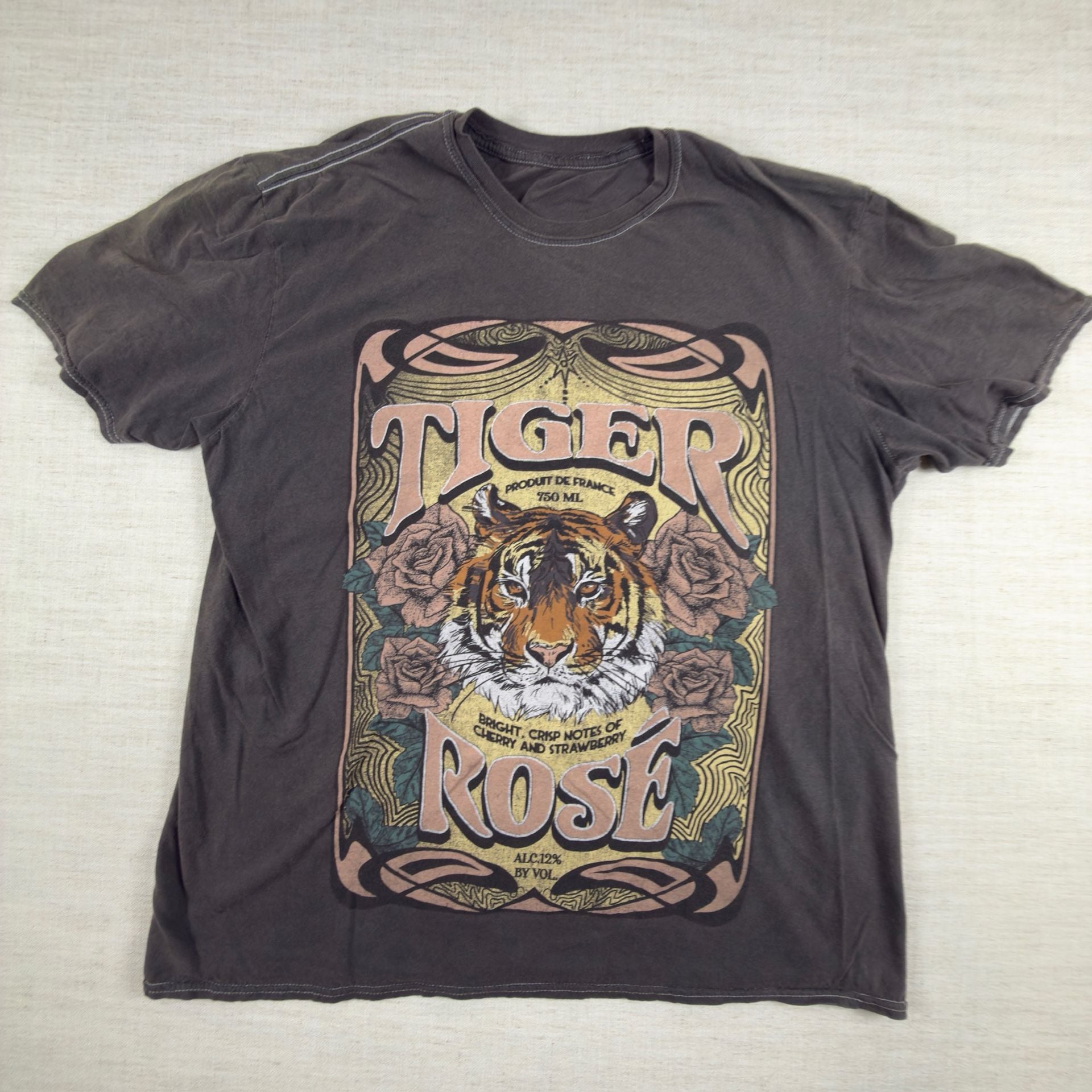 Grateful Dead Tiger Rose Graphic T-Shirt Charcoal Gray 2
