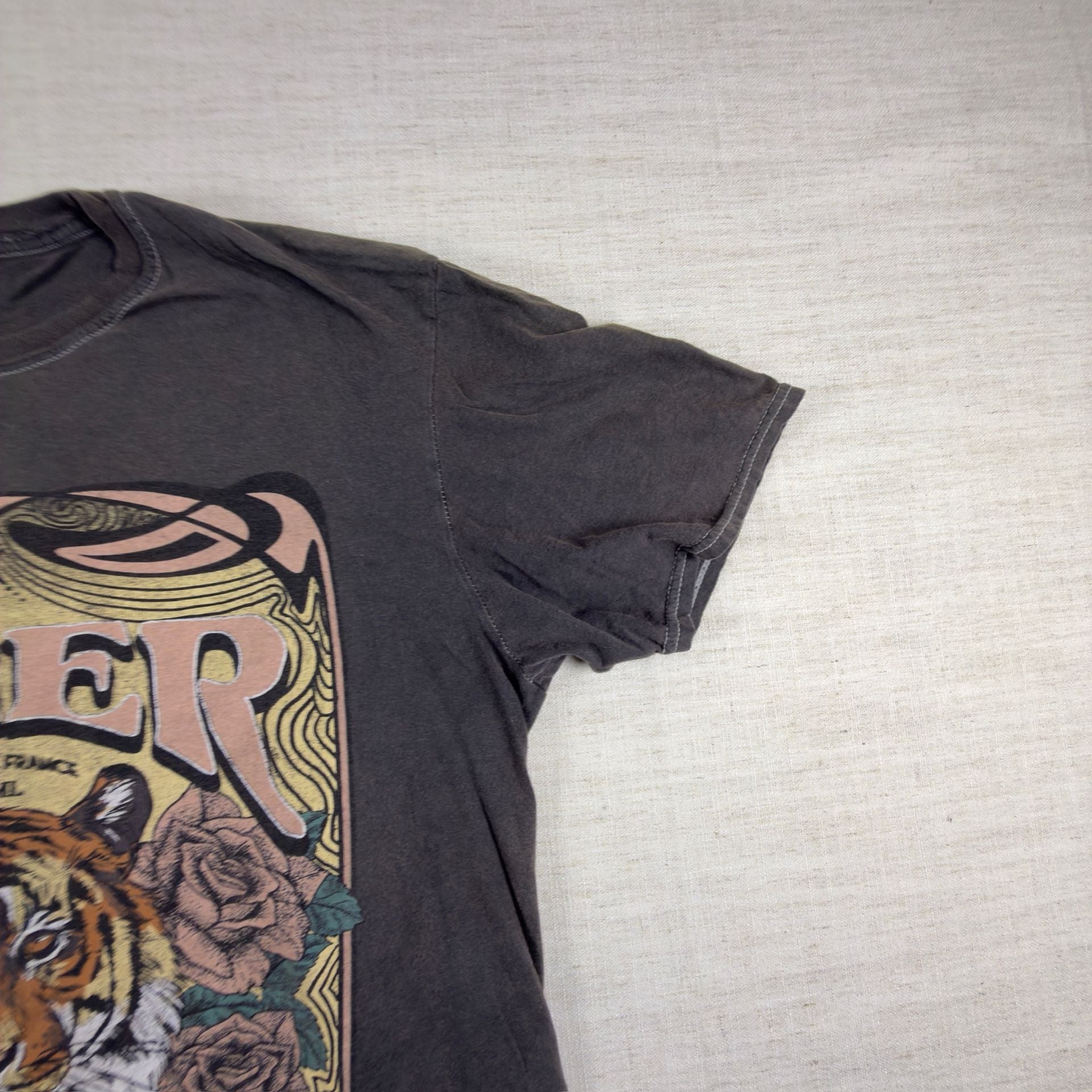 Grateful Dead Tiger Rose Graphic T-Shirt Charcoal Gray 4