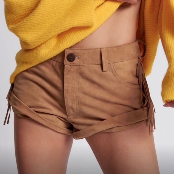 One Teaspoon Brown Suede Fringe Shorts