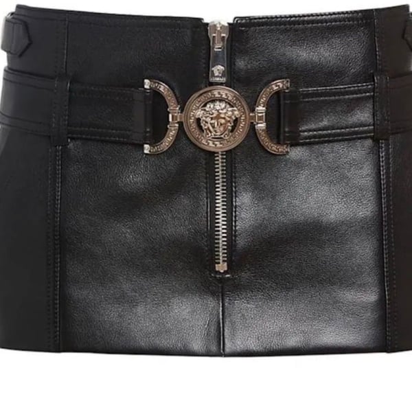 Versace Medusa Head Black Leather Mini Skirt - NWT - size 42